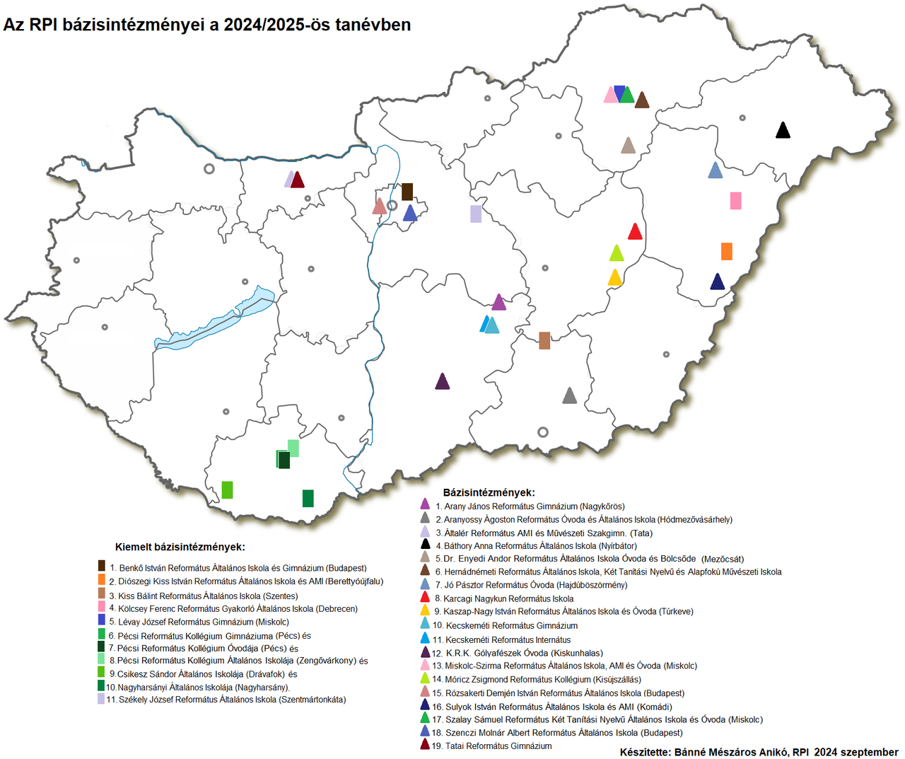 Az RPI bázisintézményei a 2024/2025-ös tanévben